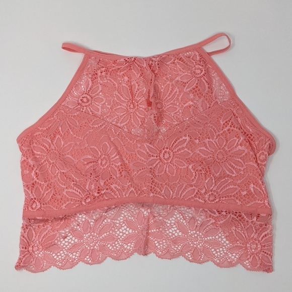 Bralette pink lace keyhole open back - Picture 1 of 7